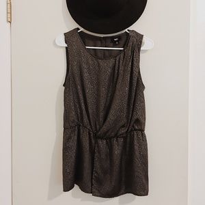 Mossimo Silver Dotted Sleeveless Wrap Top